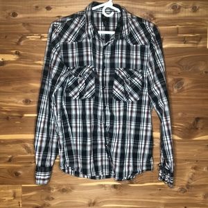 Mens BKE plaid Snap Button Shirt M